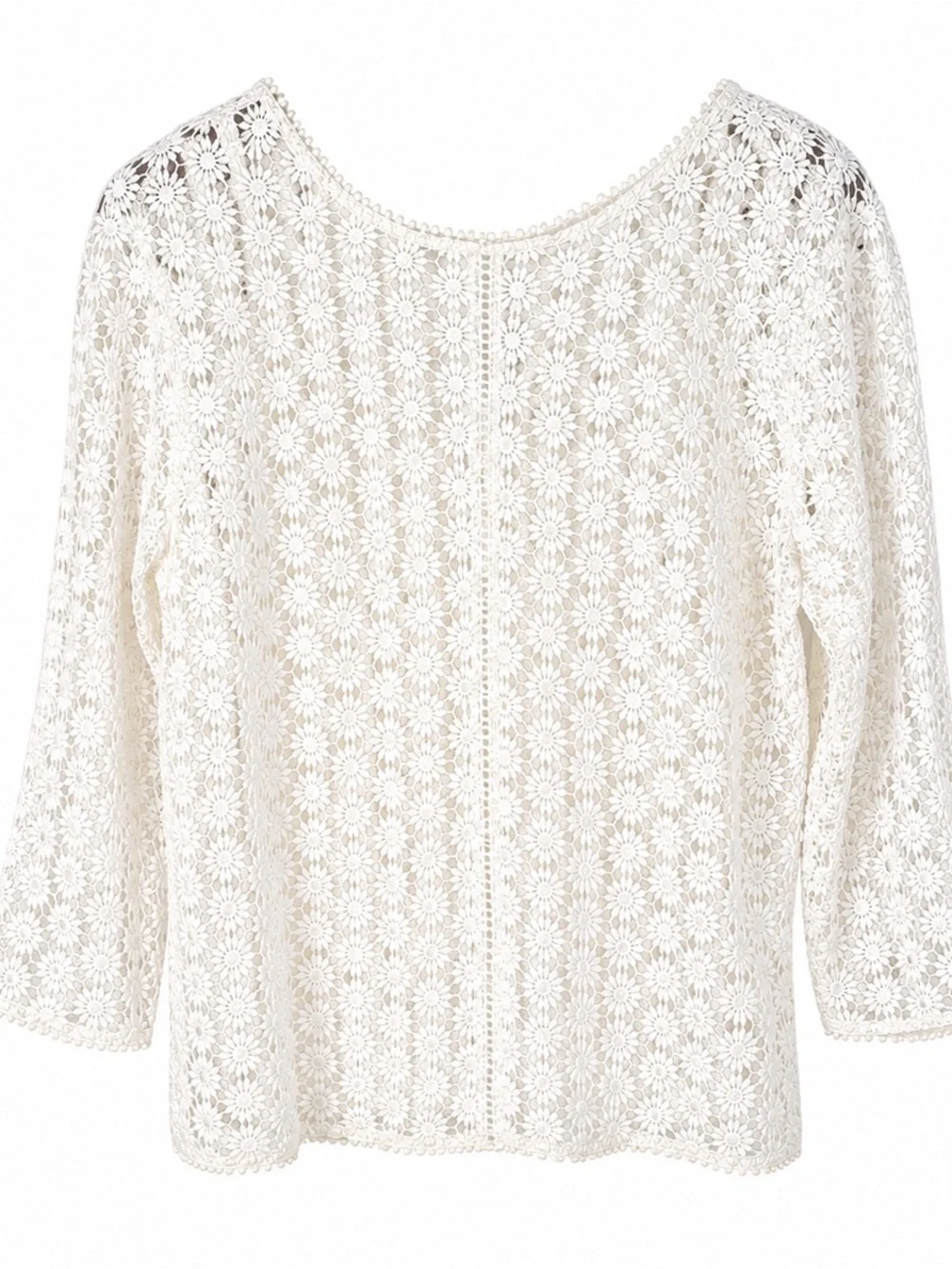 Boden White Floral Crochet Blouse with built in 100% cotton cami
